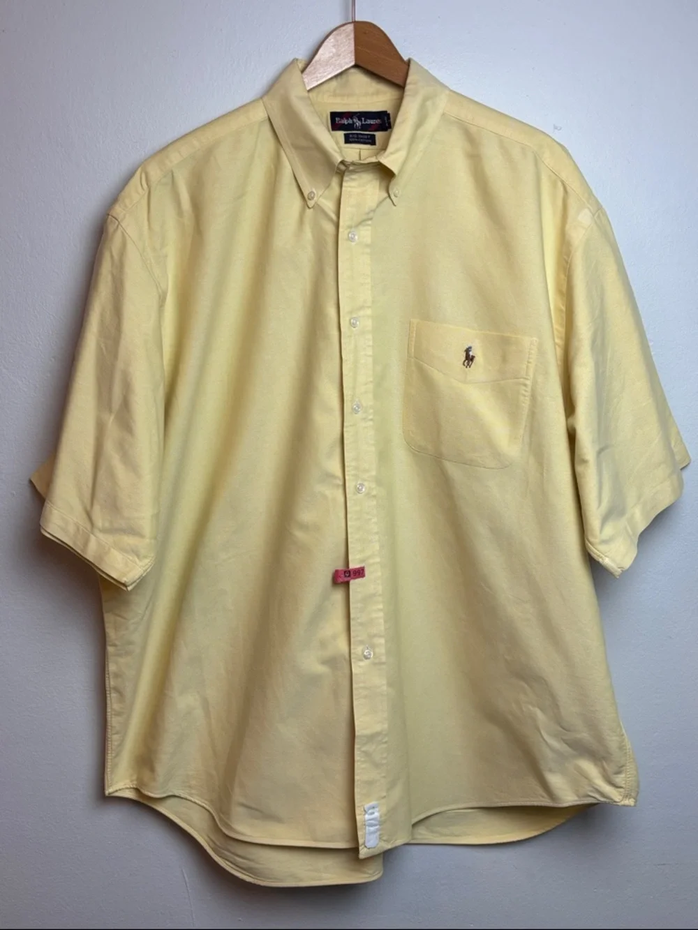 VTG Polo Ralph Lauren Shirt Men’s XL Big Shirt‎ Yellow Short Sleeve Button Down